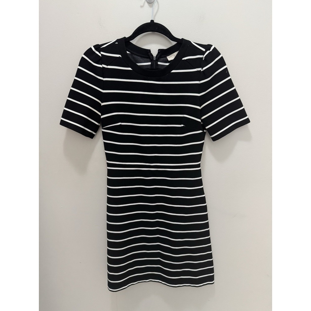 LOFT Black & White Striped Short‎ Sleeve Knit Mini Dress – Size 00